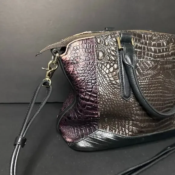 Brahmin Duxbury Croc Embossed Stachel Bag Purse Plum Brown Please READ details - Picture 5 of 12